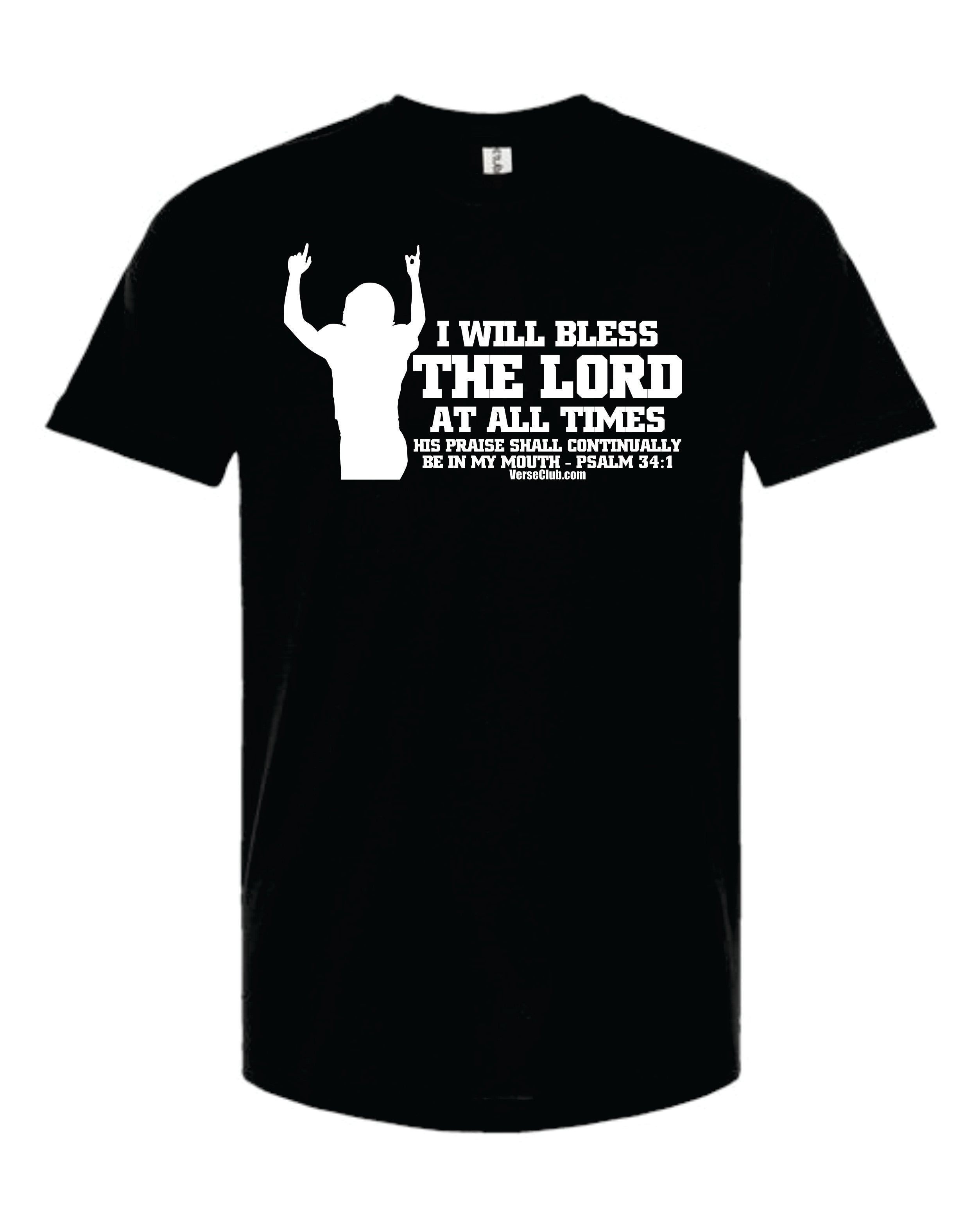 AM38 Psalm 34:1 Shirt Black with White Ink