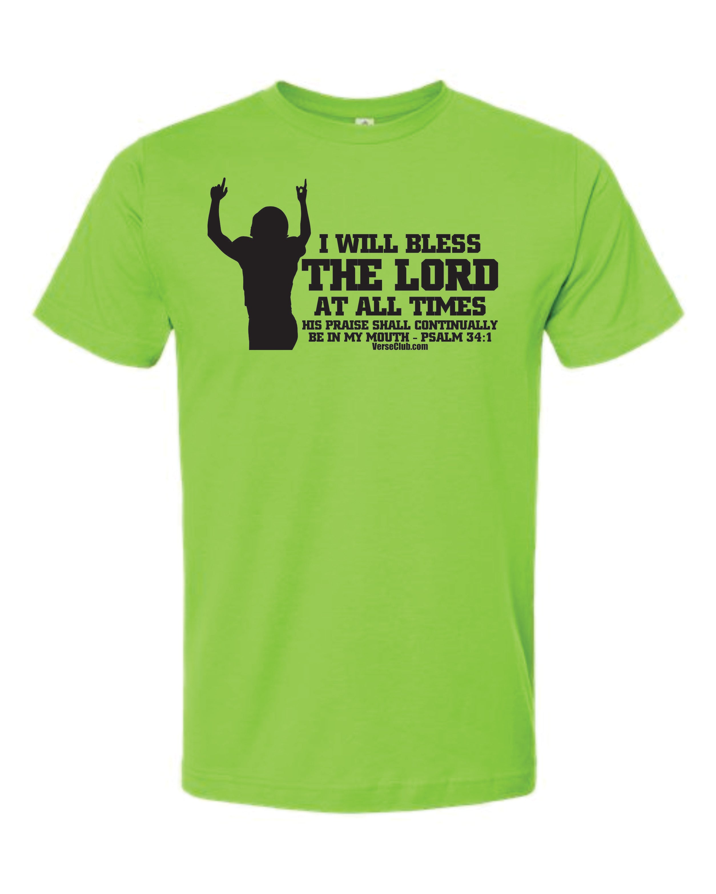 AM38 Psalm 34:1 Shirt Lime with Black Ink