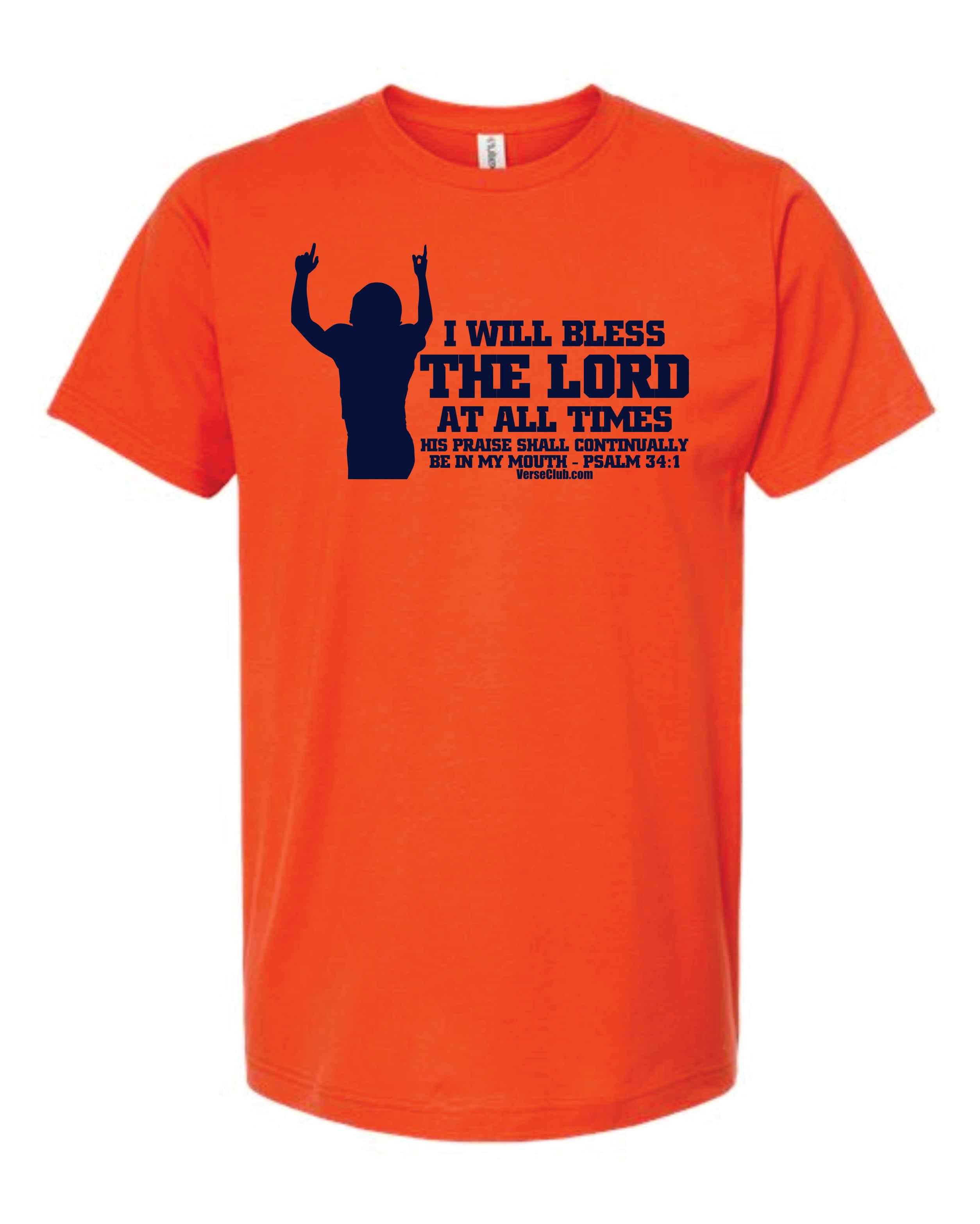 AM38 Psalm 34:1 Shirt Orange with Navy Ink