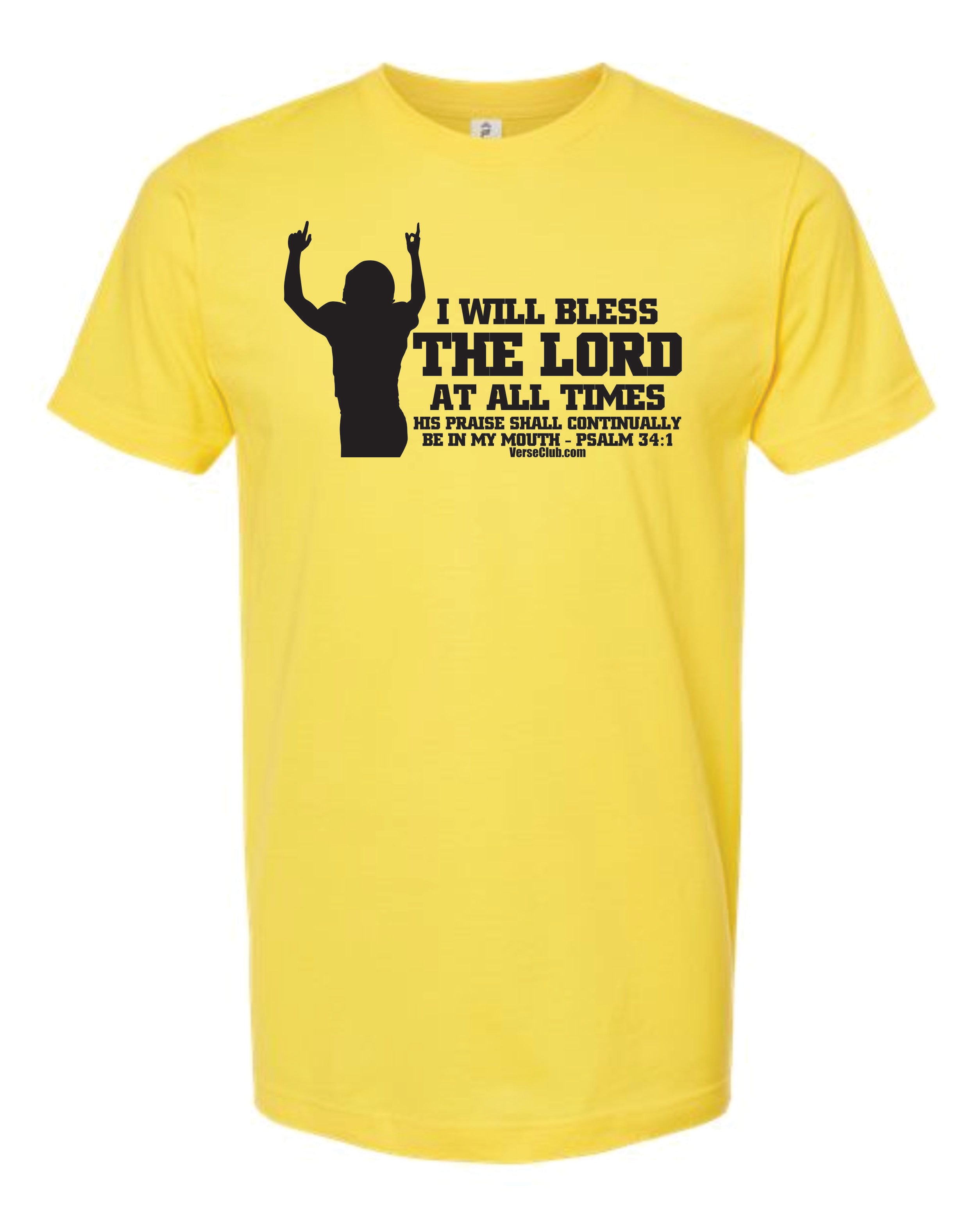 AM38 Psalm 34:1 Shirt Sunshine with Black Ink