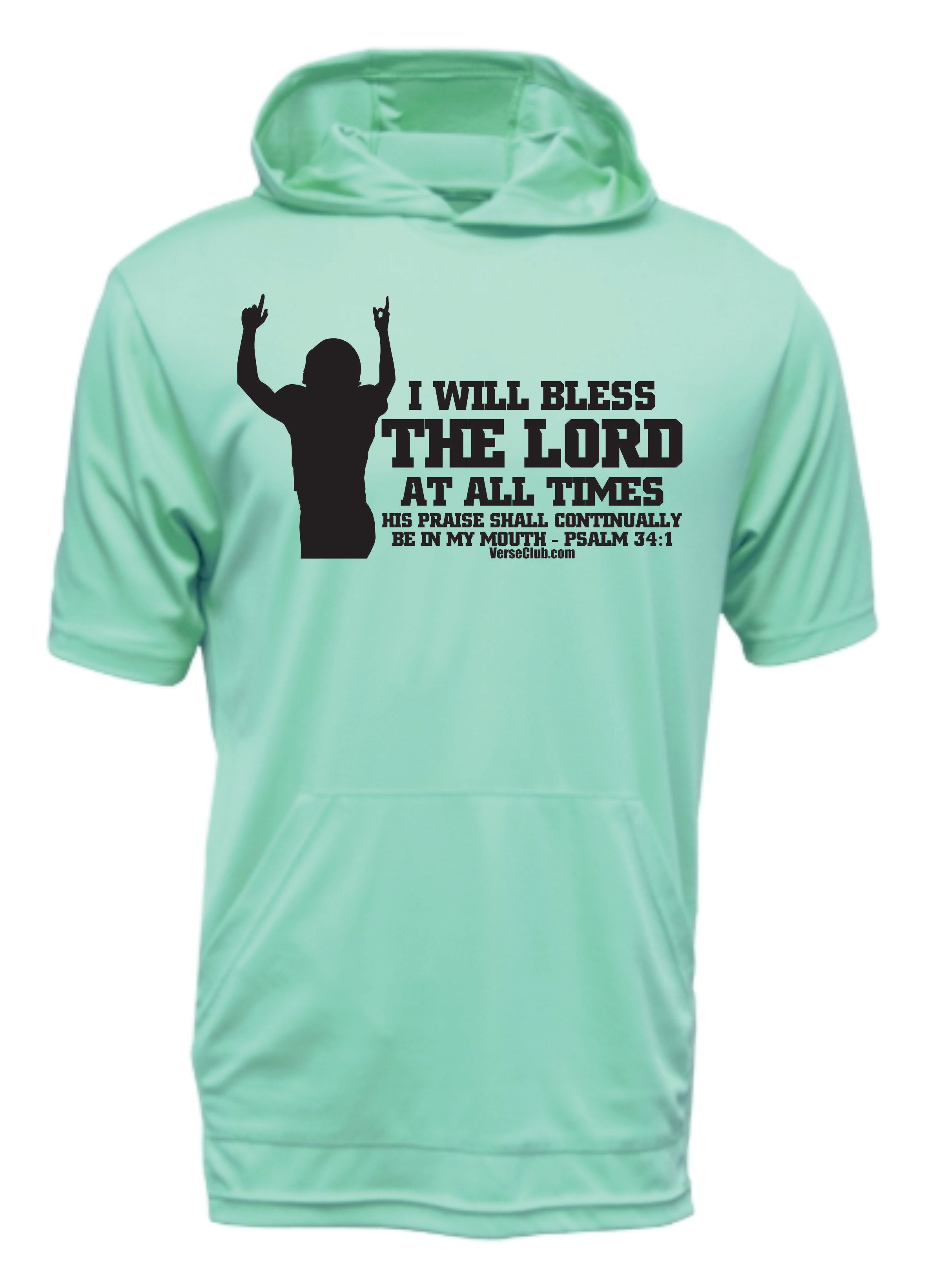 AM38 Psalm 34:1 XT105 Hooded Shirt Sea Foam with Black Ink