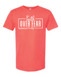 AM38 Faith Over Fear Shirt Bright Coral with White Ink