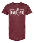 AM38 Faith Over Fear Shirt Heather Burgundy with White Ink