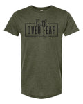 AM38 Faith Over Fear Shirt Heather Military Green with Black Ink