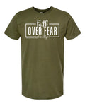 AM38 Faith Over Fear Shirt Military Green with White Ink