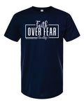 AM38 Faith Over Fear Shirt Navy with White Ink