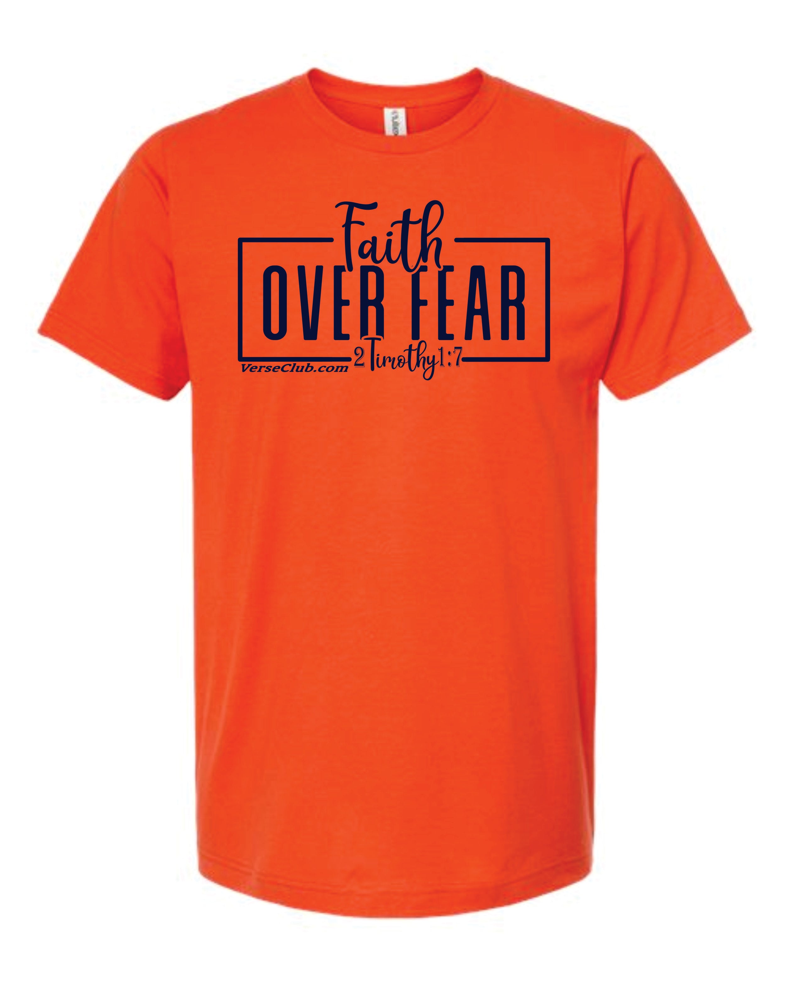 AM38 Faith Over Fear Shirt Orange with Navy Ink