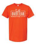 AM38 Faith Over Fear Shirt Orange with White Ink