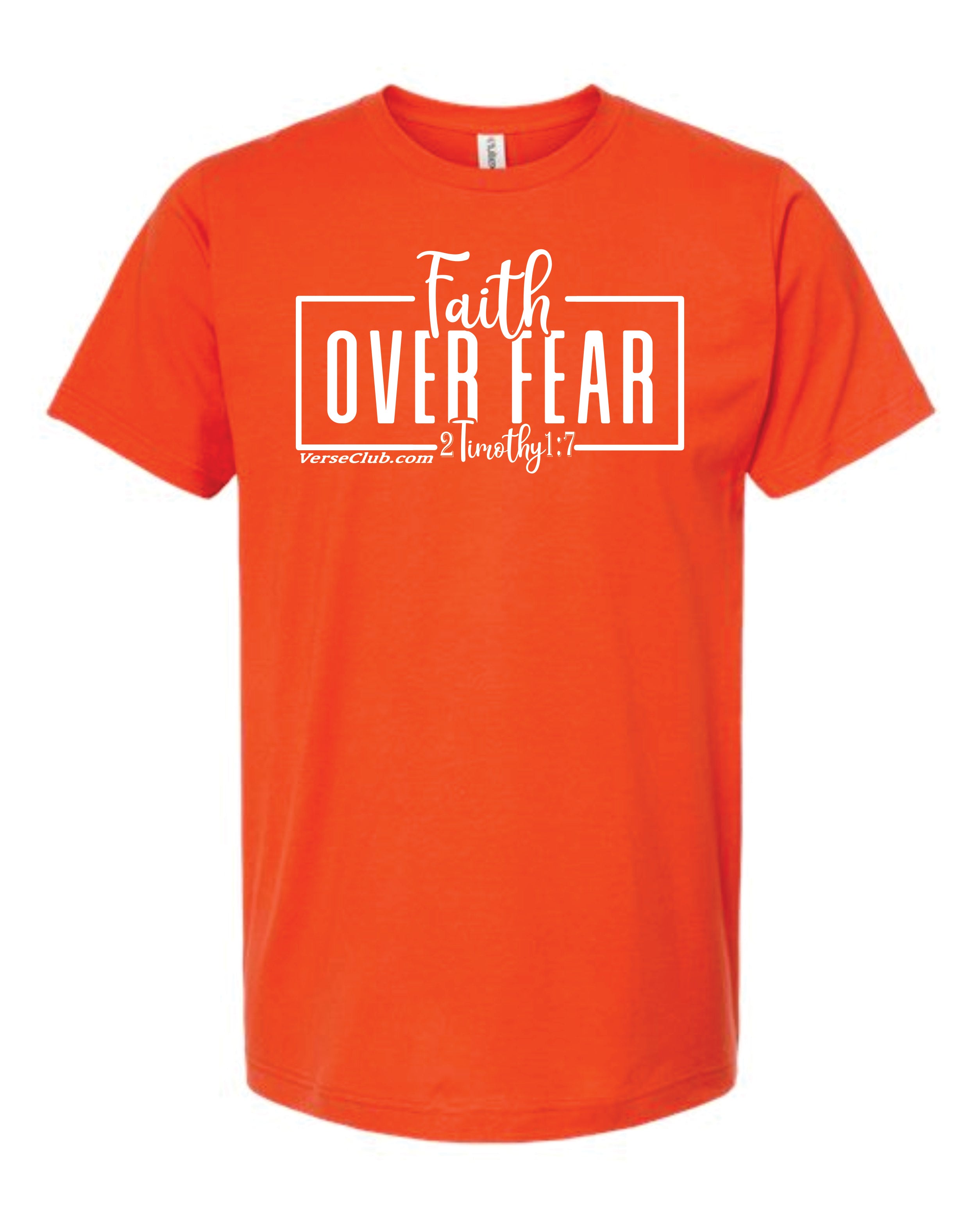 AM38 Faith Over Fear Shirt Orange with White Ink