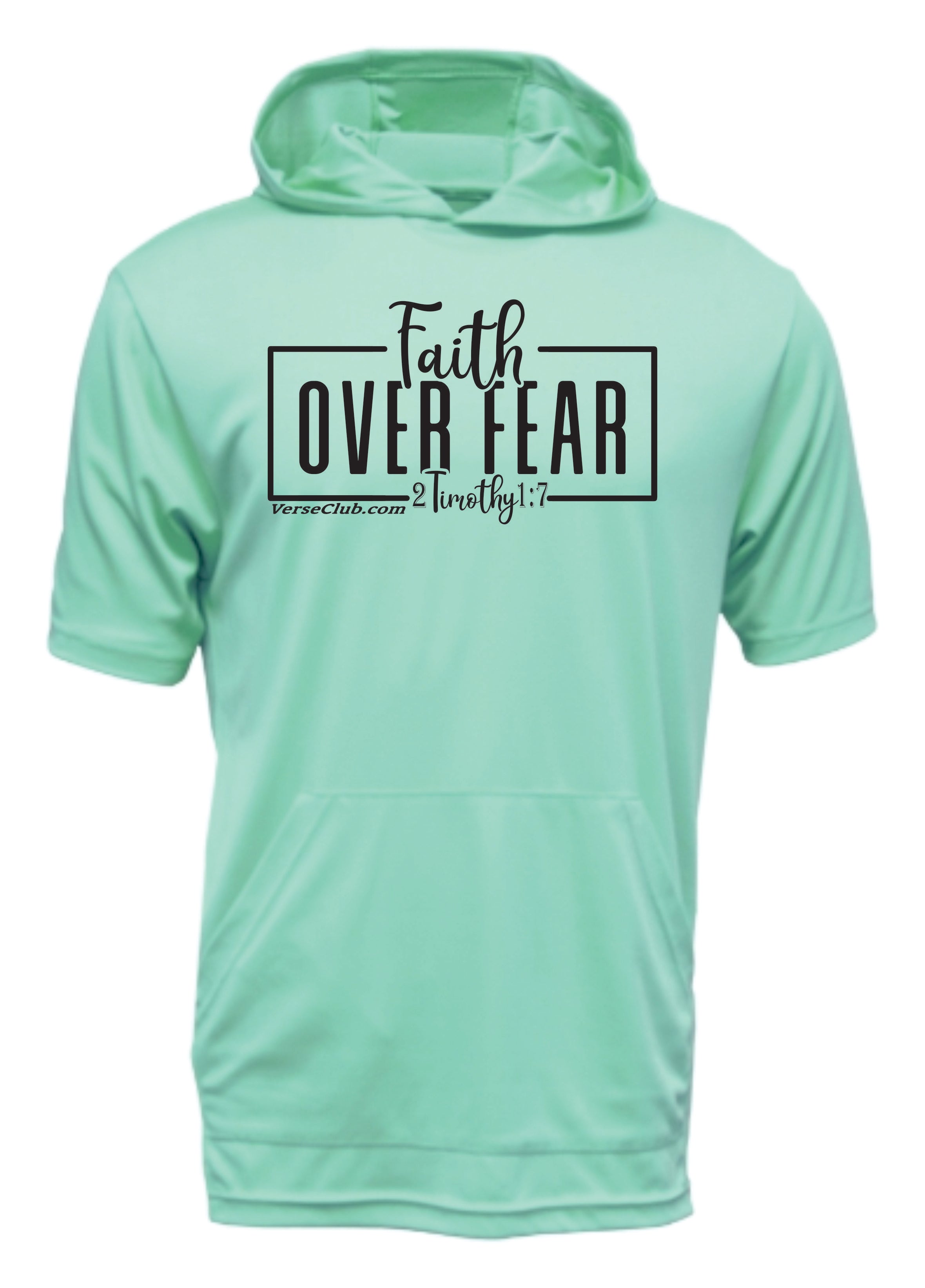 AM38 Faith Over Fear XT105 Hooded Shirt Sea Foam with Black Ink