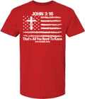 John 3:16 Flag Red Shirt with White Ink