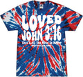 John 3:16 Loved Union Jack Tie Dye Shirt with White Ink