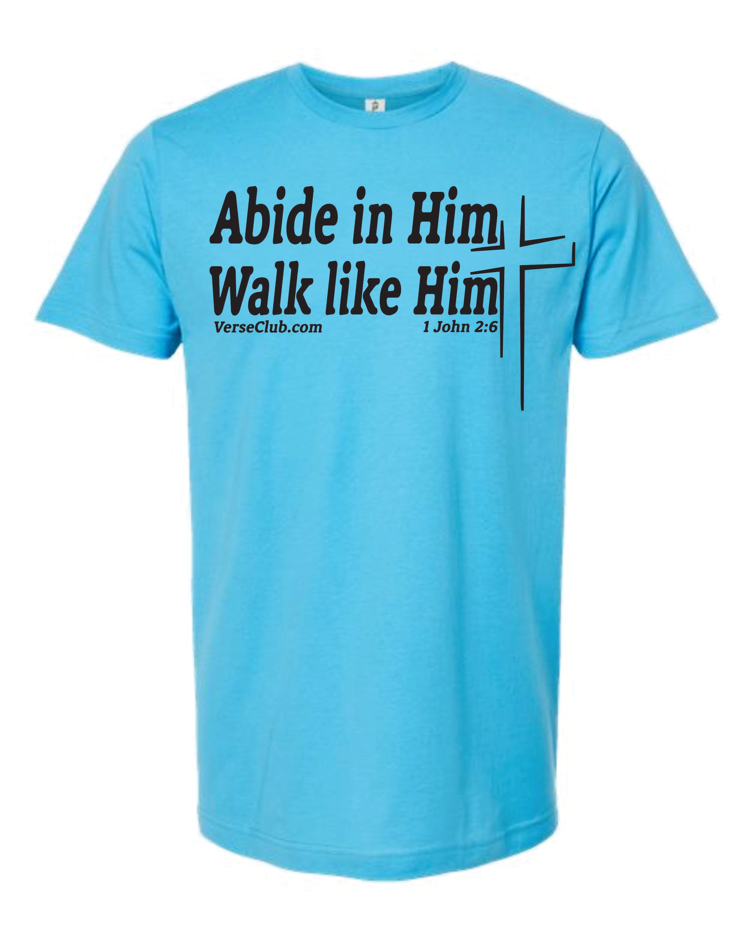 MaxG 1st John 2:6 Abide Shirt Aqua with Black Ink