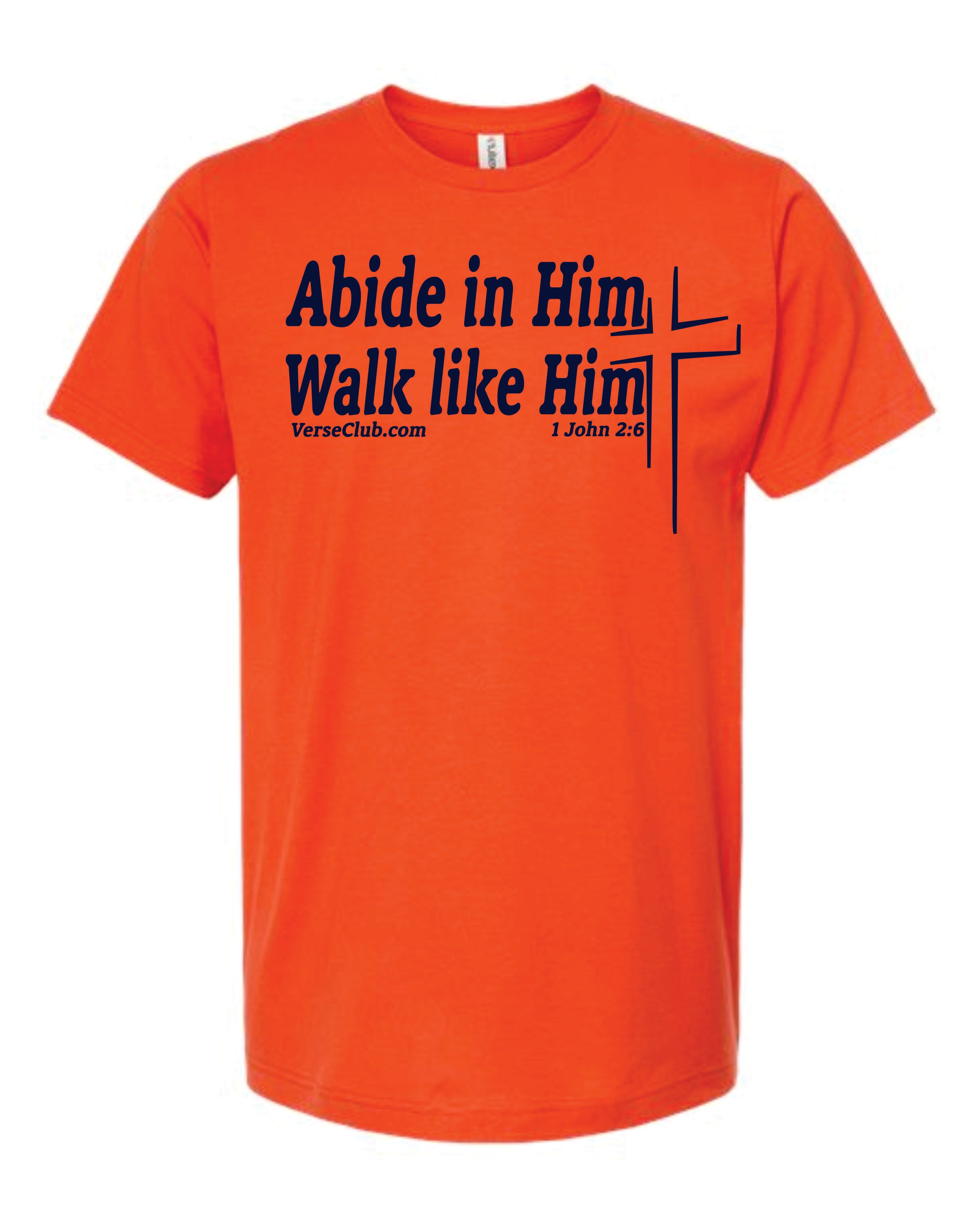 MaxG 1st John 2:6 Abide Shirt Orange with Navy Ink