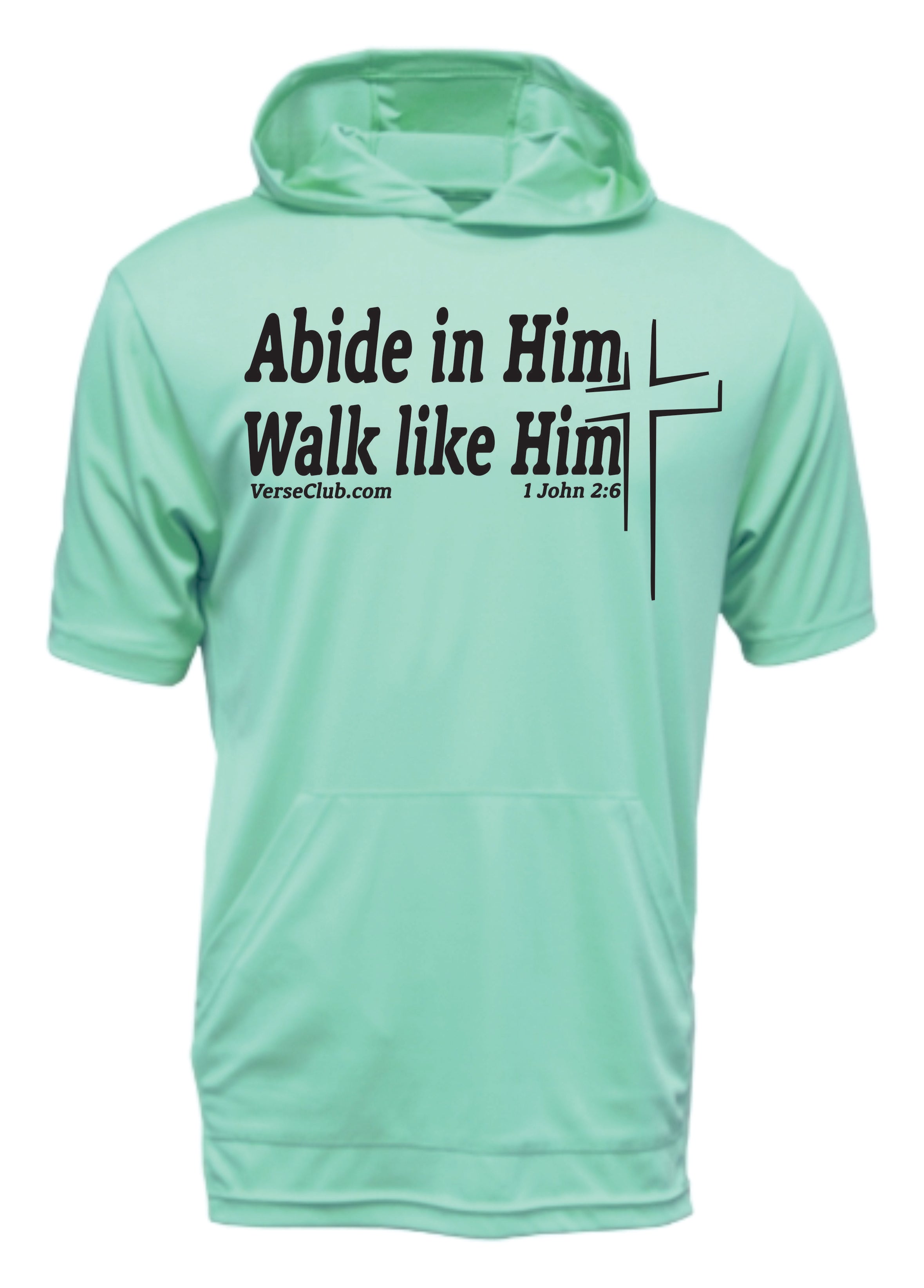 MaxG 1st John 2:6 Abide XT105 Hooded Shirt Sea Foam with Black Ink